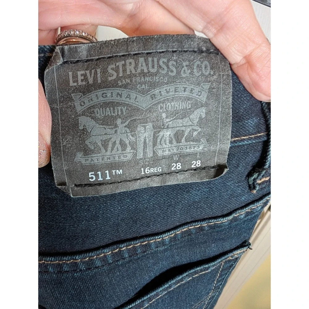 Levi's 511 Skinny Jeans Boys Size 16 Regular Dark Indigo Denim 28x28 Stretch
